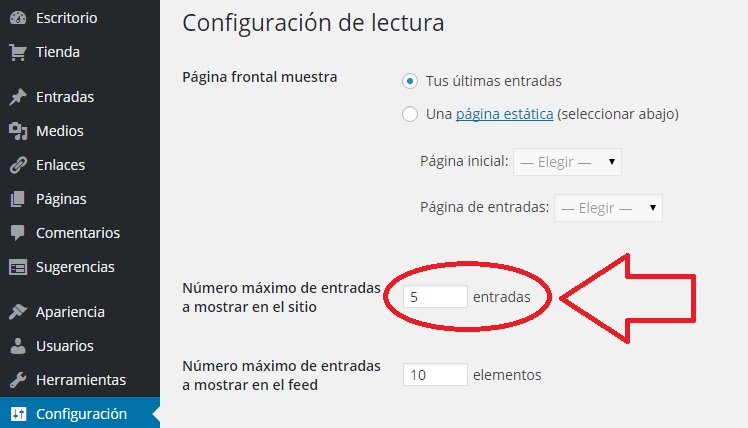 Cambiar lectura post